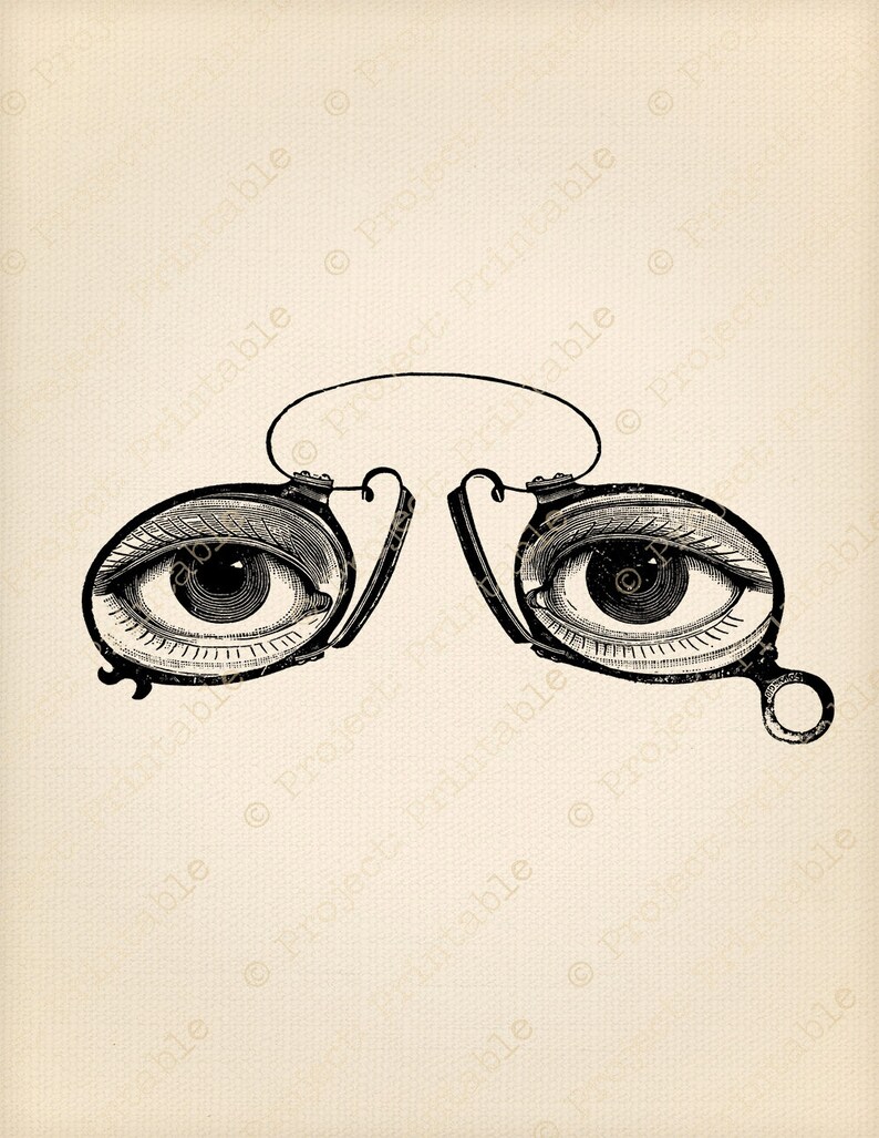 Instant Download Printable Vintage Eyes Glasses Spectacles Steampunk Graphics Clip Art Digital Fabric Transfer Image iron on clipart image 1