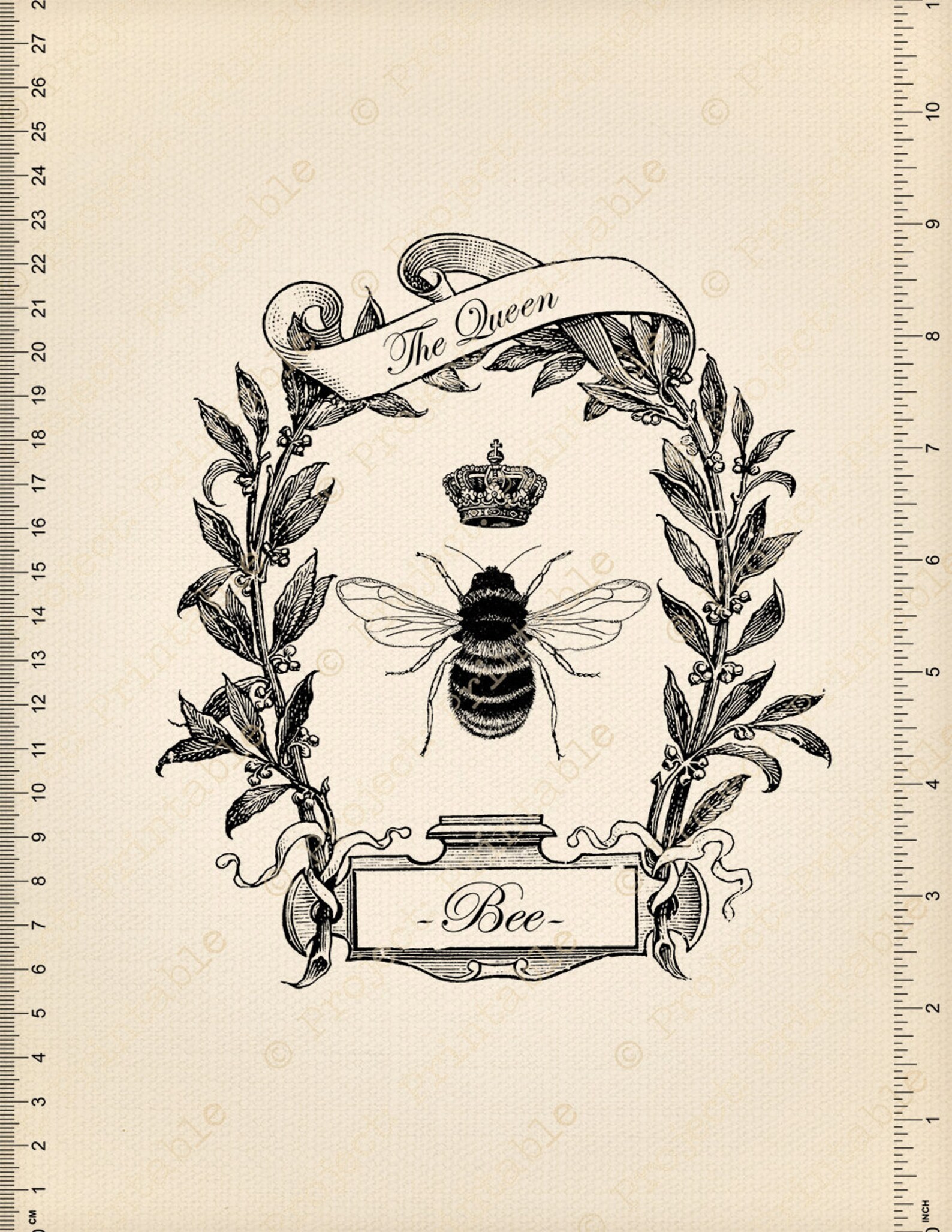 Vintage QUEEN BEE CROWN Instant Download Printable Ornate - Etsy