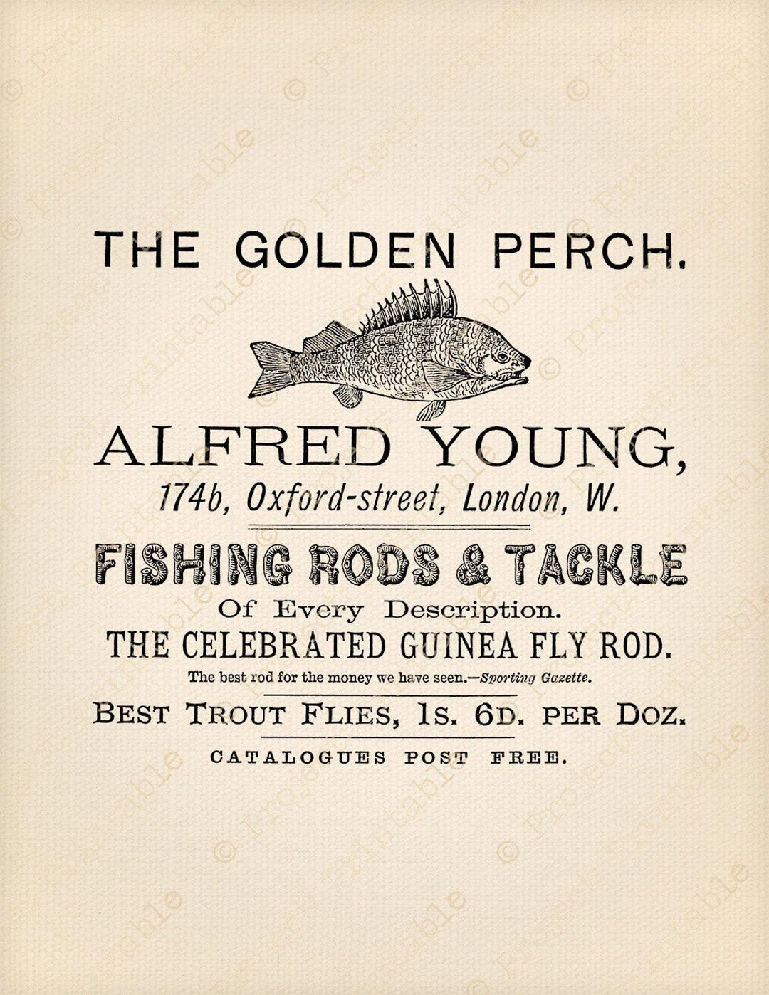 Instant Download Printable Vintage FISHING Advertisement Digital Fabric