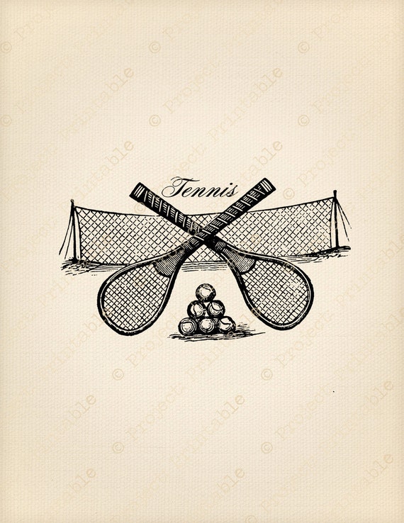 Vintage Victorian Sport TENNIS Racket Ball & Net Printable - Etsy