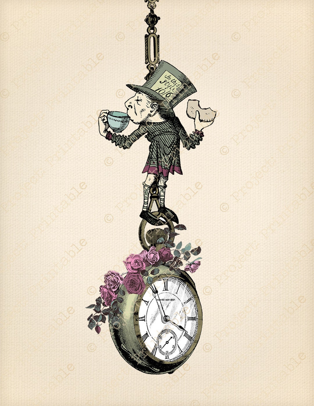 Alices Pocket Watch Stock Illustration - Download Image Now - Clock, Alice  in Wonderland - Fictional Character, Painted Image - iStock