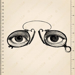 Instant Download Printable Vintage Eyes Glasses Spectacles Steampunk Graphics Clip Art Digital Fabric Transfer Image iron on clipart image 2