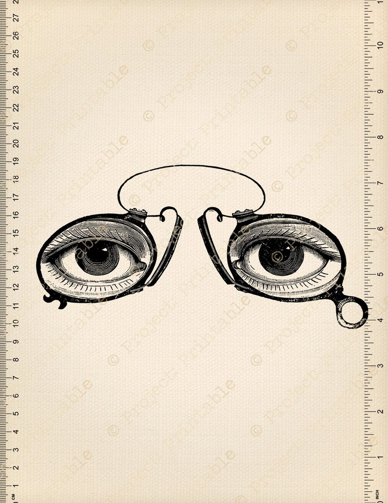 Instant Download Printable Vintage Eyes Glasses Spectacles Steampunk Graphics Clip Art Digital Fabric Transfer Image iron on clipart image 2