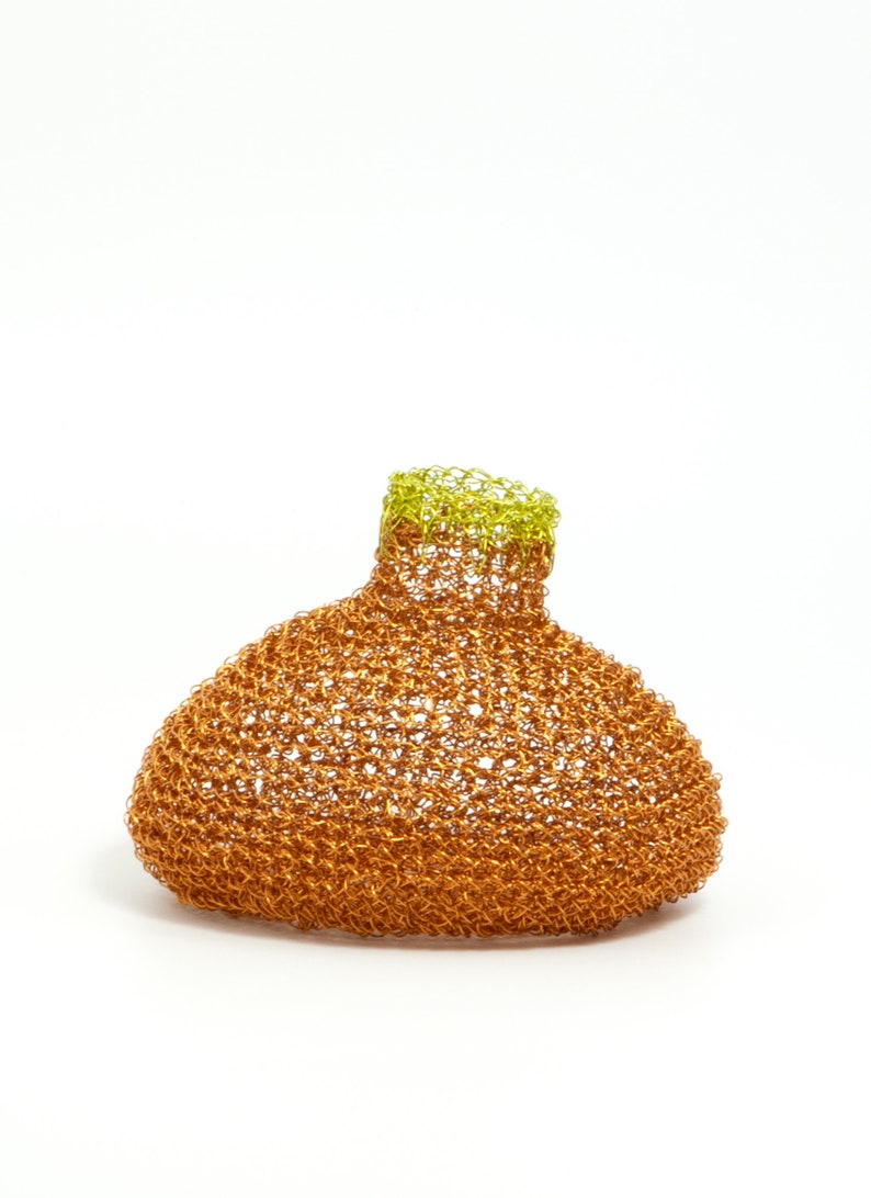 Bronze tipped with Peridot Sculptural Vessel wire crochet