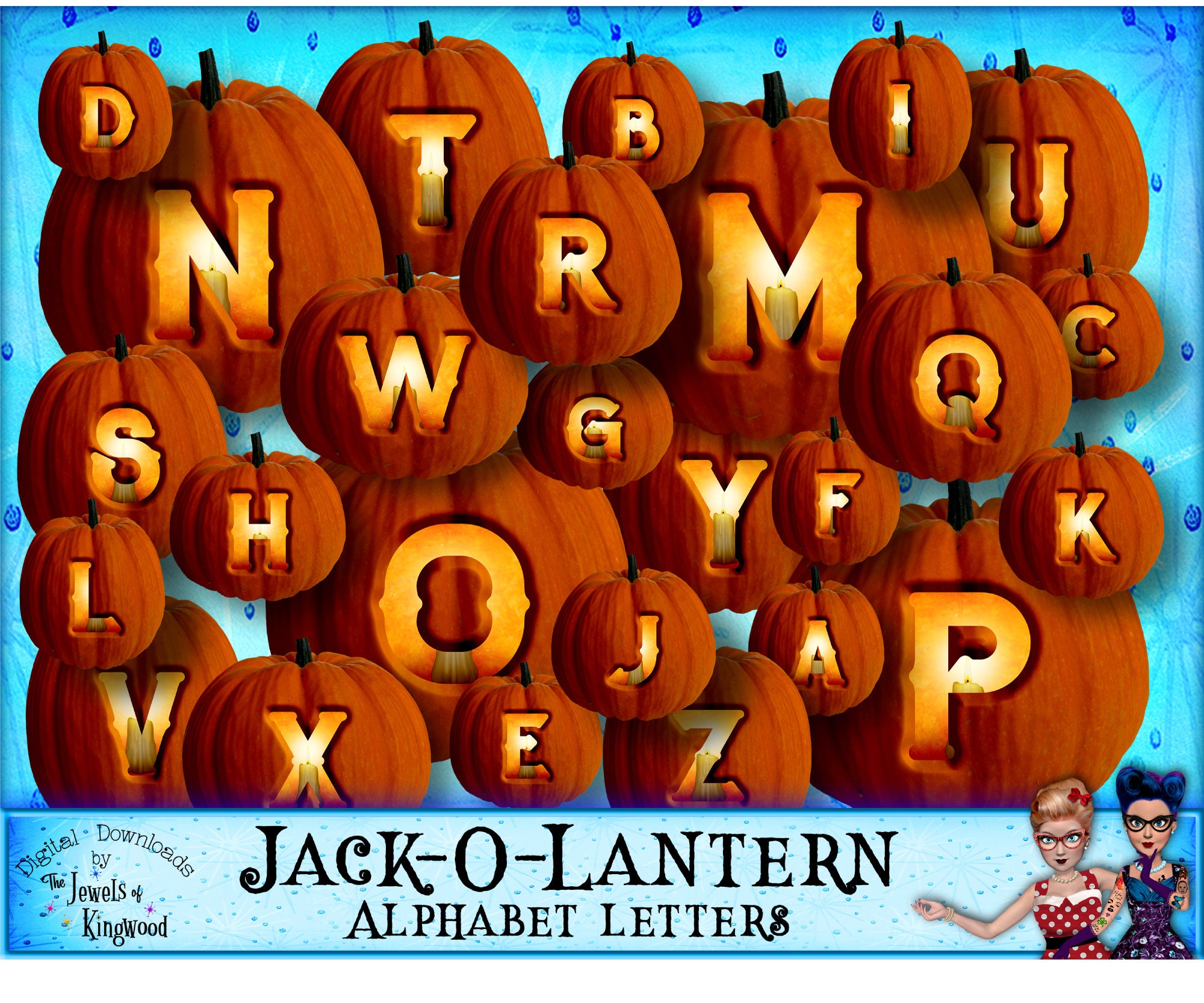 Printable Halloween Decor Jack-o-Lantern Alphabet Clipart