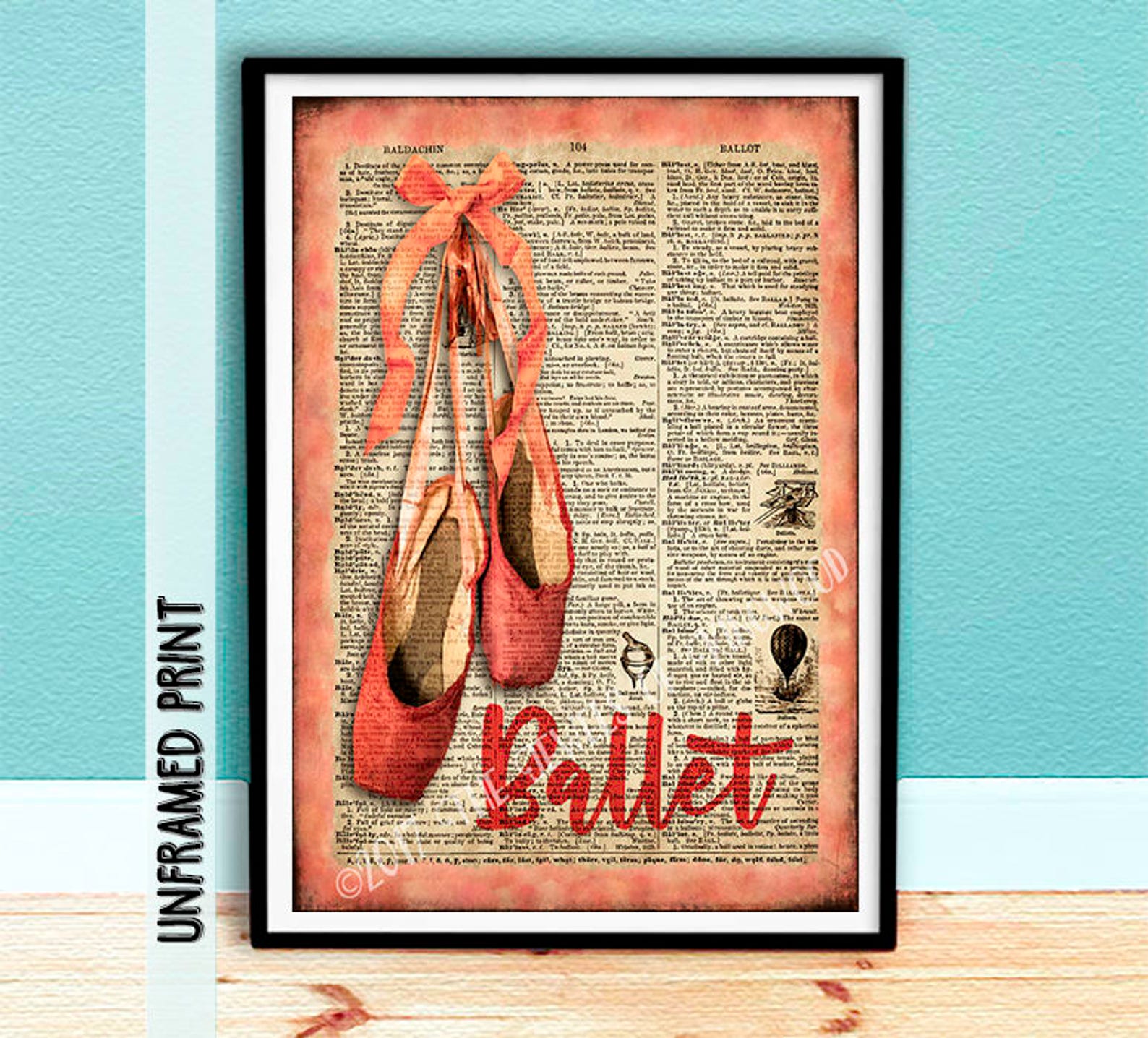 ballet shoes art print christmas gift marilyn monroe quote art dance studio art gift for her ballet shoes dictionary art dance t