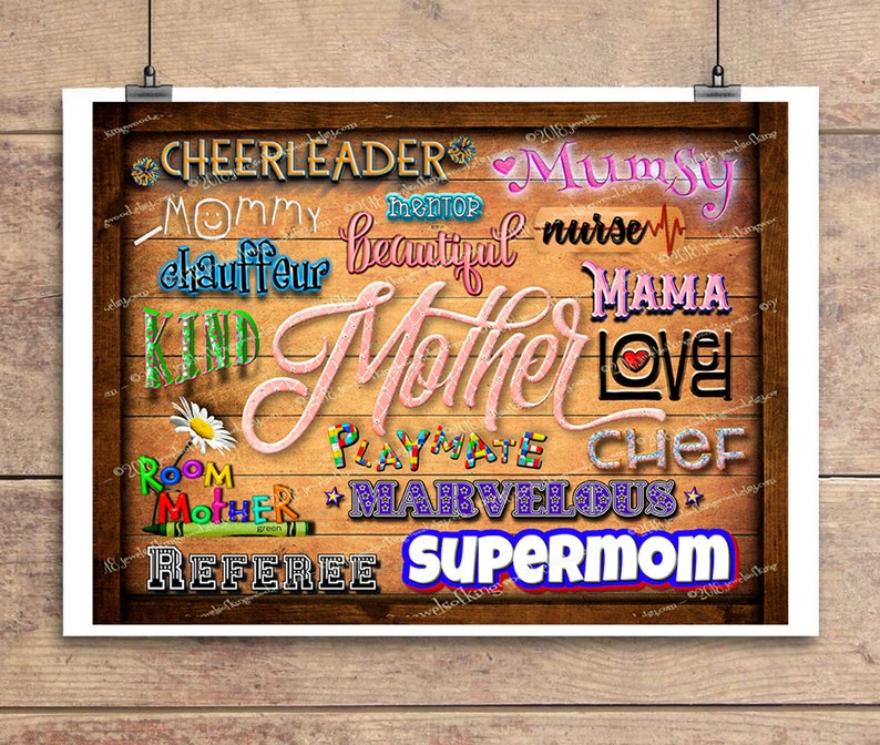 Mother S Day Rustic Art Print Gift Synonyms For Mother Etsy
