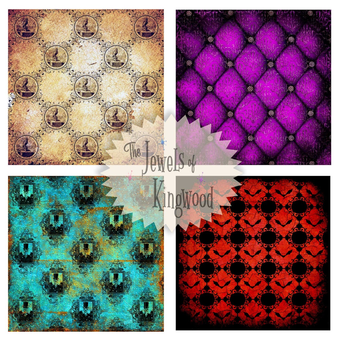 Gothic Scrapbook Paper Distressed Damask Paper Steampunk Etsy