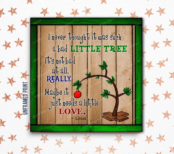 Peanuts Christmas Fan Art Quote Art Print Rustic Charlie Brown Etsy