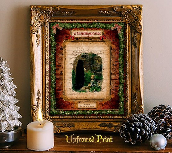 Primitive A Christmas Carol Scrooge and Marley Charles Dickens Print 8x10