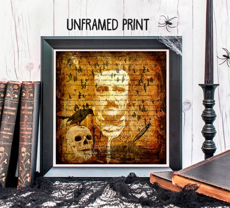 Edgar Allan Poe Art Print Quote The Raven Nevermore Halloween Etsy