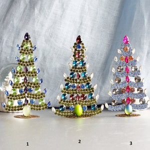 Vintage tabletop christmas tree Rhinestone Christmas Tree Vintage Rhinestones jeweled christmas tree decoration Czech jeweled christmas tree