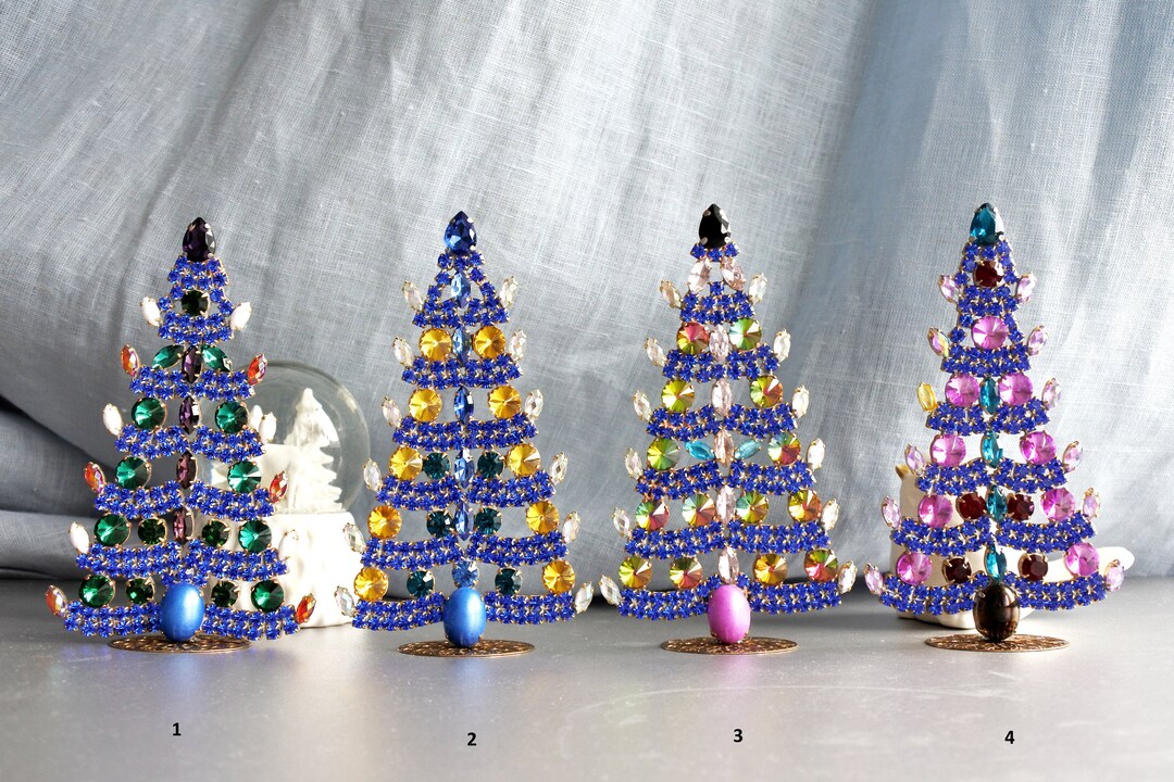 Vintage Tabletop Christmas Tree Rhinestone Christmas Tree Etsy