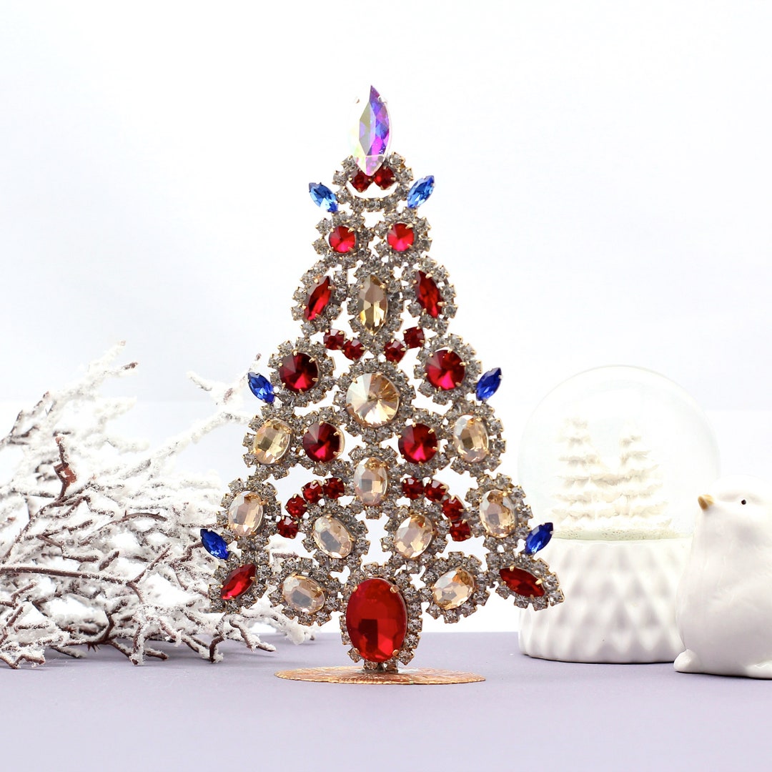 Vintage Tabletop Christmas Tree Rhinestone Christmas Tree Etsy