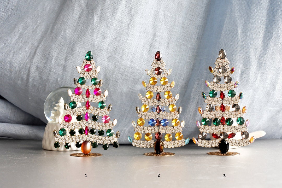 Vintage Tabletop Christmas Tree Rhinestone Christmas Tree Etsy