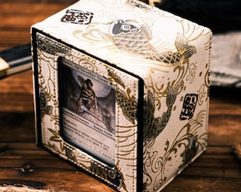 The Shogun (Koi of Dawn) - Kimono Fabric Deck Box with Window Display