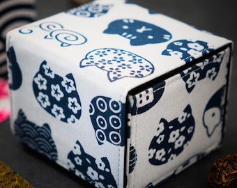 The Geisha (Neko / Cat) - Kimono Fabric Deck Box for 100 Trading Card Storage