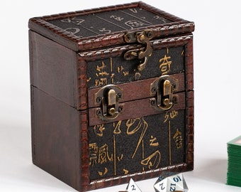Elven Vault - Wood Deck Box for 100 Trading Cards & Dice Counters Storage