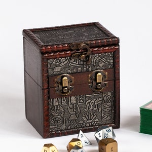 Elven Vault - Wood Deck Box for 100 Trading Cards & Dice Counters Storage