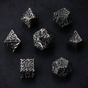 Endless Honor Polyhedral Dice Set - Extra Large Heavy Metal Gunmetal Grey for DnD Pathfinder Call of Cthulhu Dungeons and Dragons RPG DnD5e