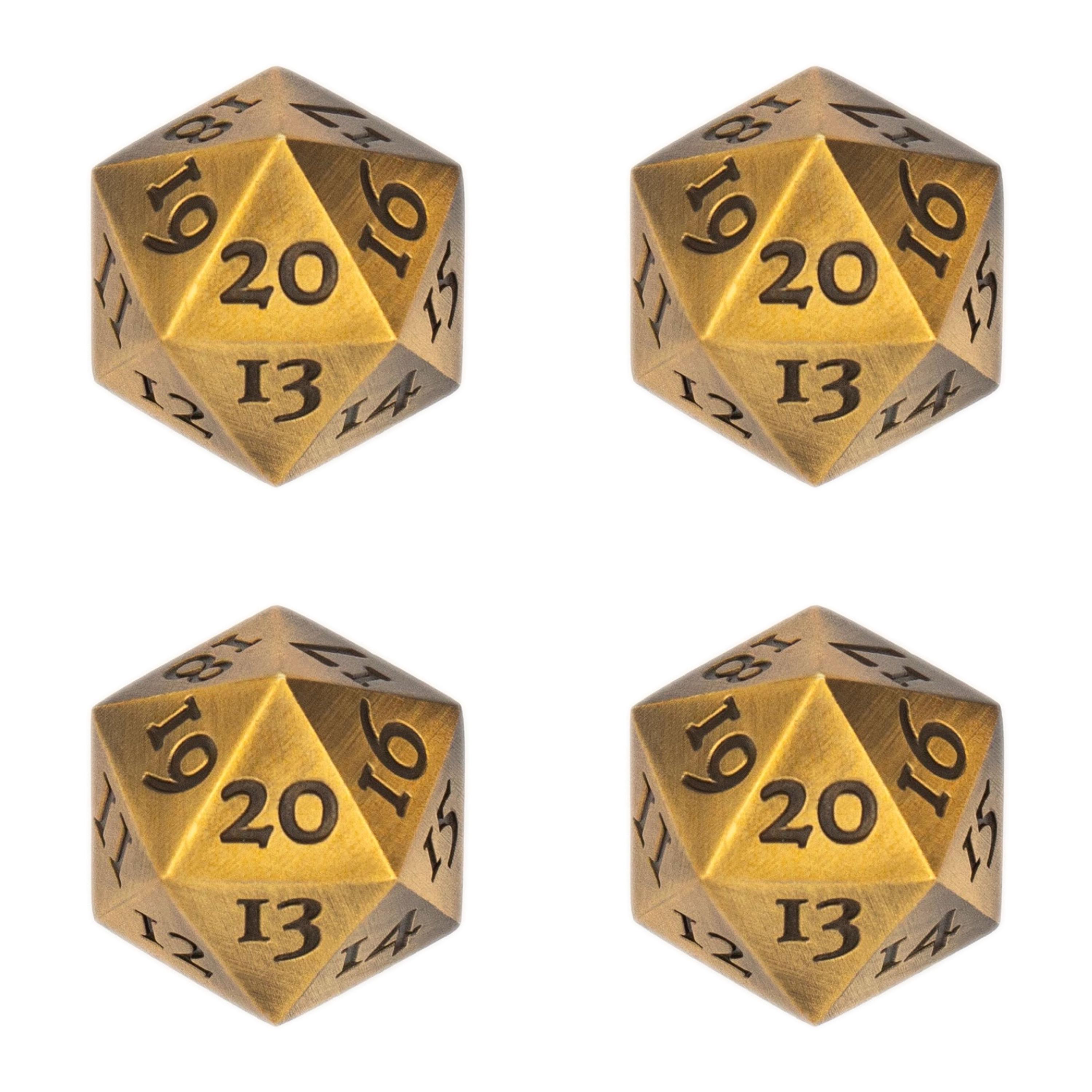 Gold Metal D20 Dice Spindown Life Counter - for MTG, Commander