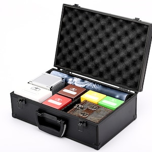 Estuche de transporte A5 para guardar cartas coleccionables, para juegos de cartas coleccionables, Magic FAB PTCG, negro y plateado, EDH Commander Cube