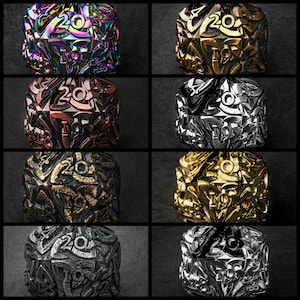 Endloswürfel D20 Lebenszähler 8er Set Massiv Metall Extra Groß für Magische EDH Kommandant Spindown Countdown Würfel Keltisch