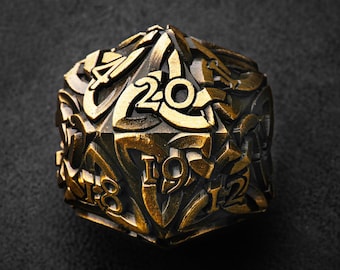 Endless Order D20 Life Counter Solid Metal Extra Large for Magic EDH Commander Spindown Count down Dice with Celtic Design