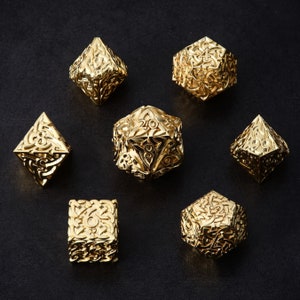 Endless Salvation Polyhedral Dice Set - Extra Large Heavy Metal Shiny Gold for DnD Pathfinder Call of Cthulhu Dungeons and Dragons DnD5e RPG