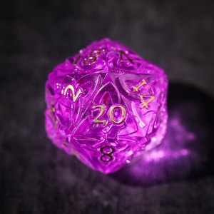 Endless Dice D20 Celtic Design Purple Resin Dice for DnD Dungeons and Dragons Pathfinder Call of Cthulhu Diceporn RPG Purple Dice Goblin
