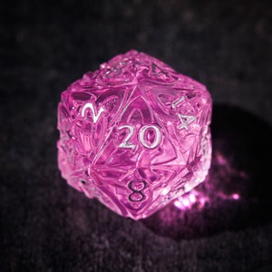 Endless Dice D20 Celtic Design Pink Resin Dice for DnD Dungeons and Dragons Pathfinder TTRPG Call of Cthulhu Diceporn RPG Pink Dice Goblin