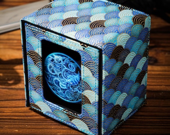 The Shogun (Koi Pond) - Kimono Fabric Deck Box with Window Display