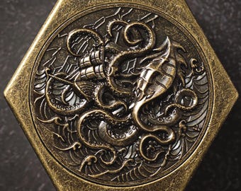 Solid Metal Kraken Dice Box - for DnD & Tabletop RPG Polyhedral Dice Set Storage