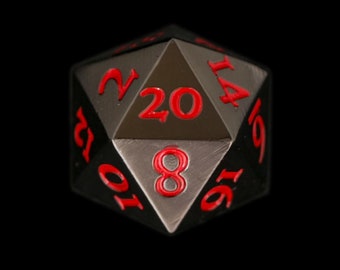 Metal Standard D20 Dice Black Steel Finish Extra Large Extra Heavy DND Dungeons and Dragons Pathfinder Call of Cthulhu Tabletop RPG Dice