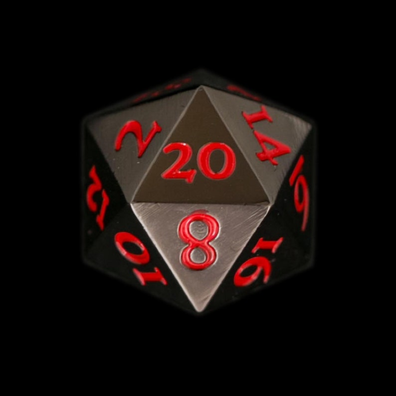 Metal Standard D20 Dice Black Steel Finish Extra Large Extra Heavy DND Dungeons and Dragons Pathfinder Call of Cthulhu Tabletop RPG Dice Single D20 Black