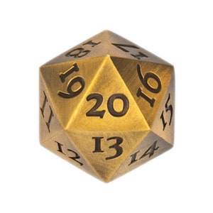 Metall W20 Würfel Gold Finish Spindown Countdown extra großer schwerer Magischer Lebensmarker EDH Kommandant