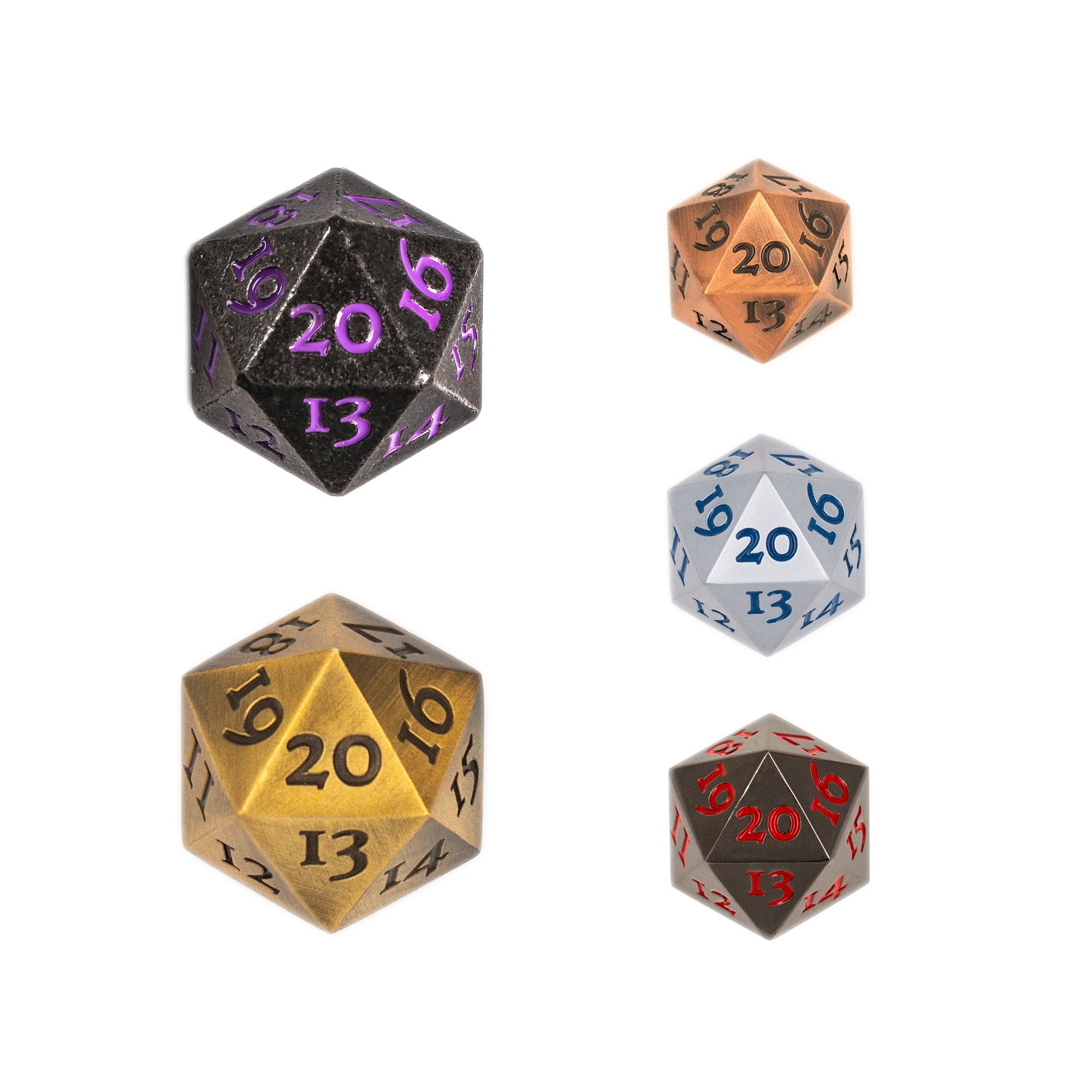 Metal Spindown D20 Dice Set of 5 Extra Large Extra Heavy Count Etsy