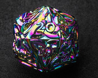 Endless Chaos D20 Life Counter Solid Metal Extra Large for Magic EDH Commander Spindown Count down Dice with Celtic Design