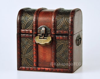 Elven Chest (Harmony): Lockable Wood TCG Deck & Counter Dice Box Chest for Trading Card Games, Dice, and DnD Spell Cards