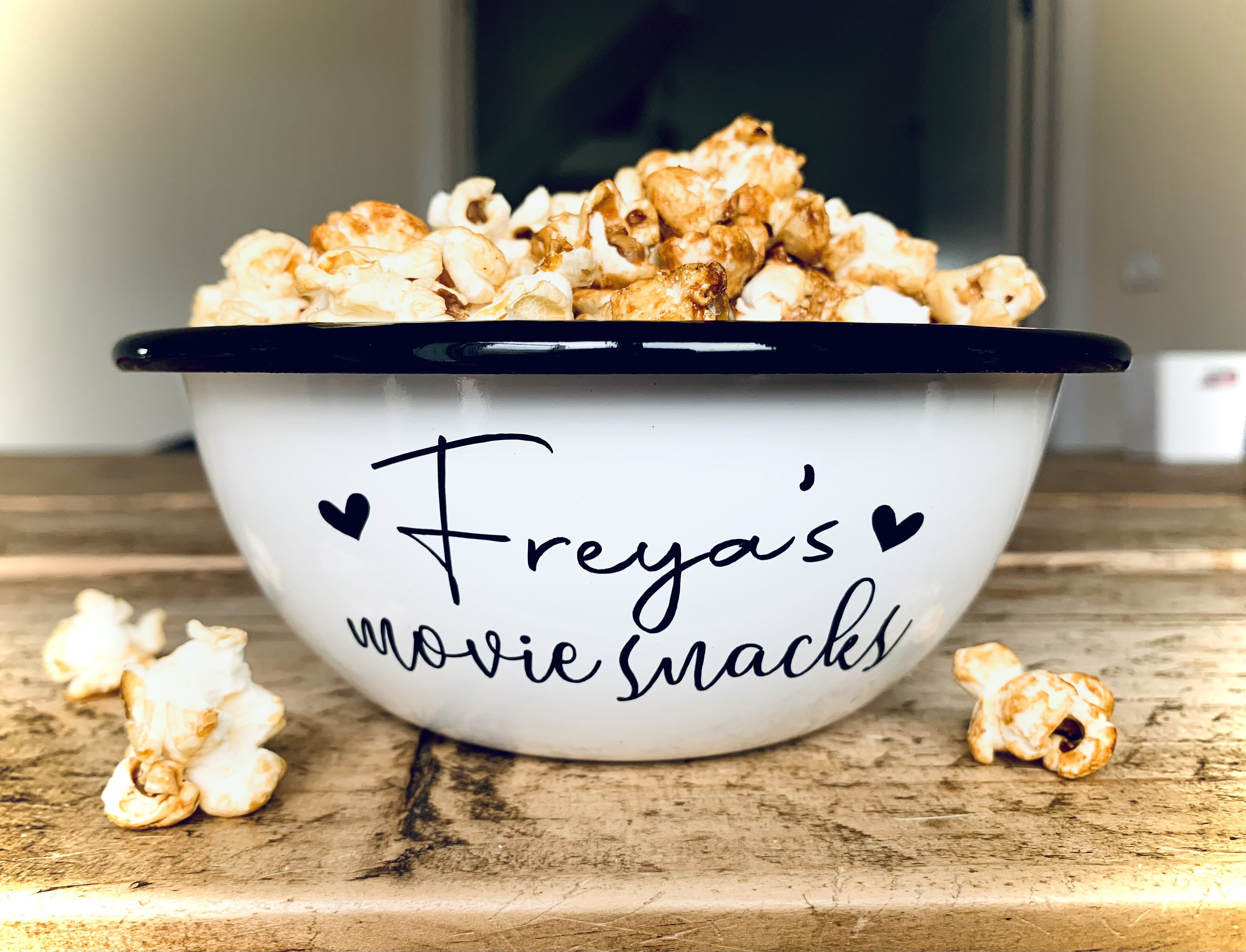 Personalised Enamel Popcorn Bowl Movie Night Snack Bowl Etsy UK