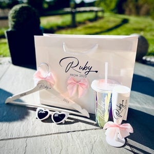Personalized Prom Gift Set | Dress Hanger, Flute & Cold Cup