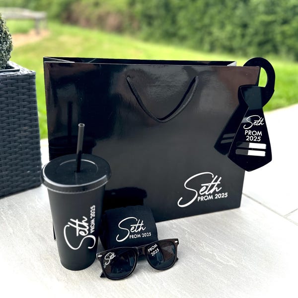 Personalized Boys Prom Gift Set, Groom Gift Set: Socks, Sunglasses, Tie Hanger