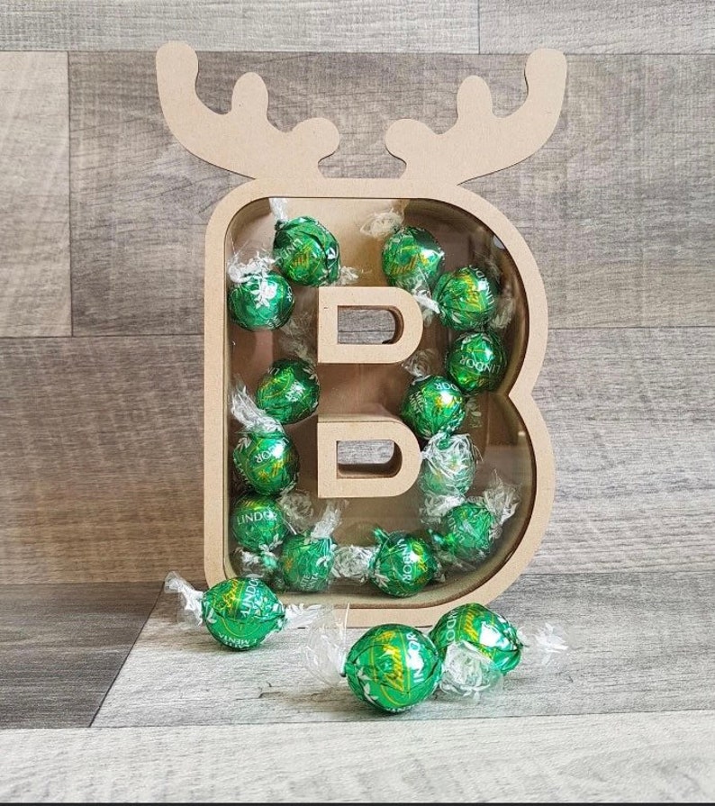 Wooden Fillable Christmas Letters Chocolate Boxes Money Etsy