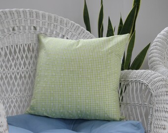 Lime Gingham 18x18 Pillow cover made from vintage upcycled fabric