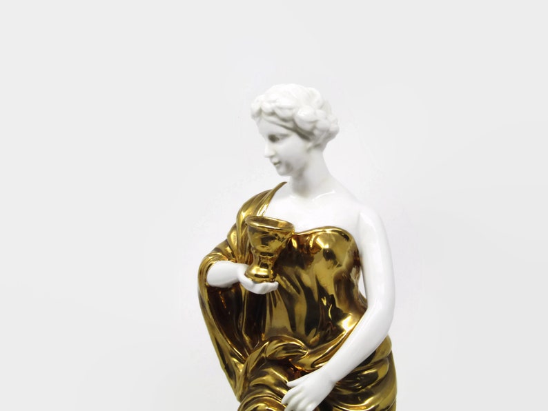 Vintage Goddess Statue Bisque Porcelain Gold Andrea by Sadek image 0