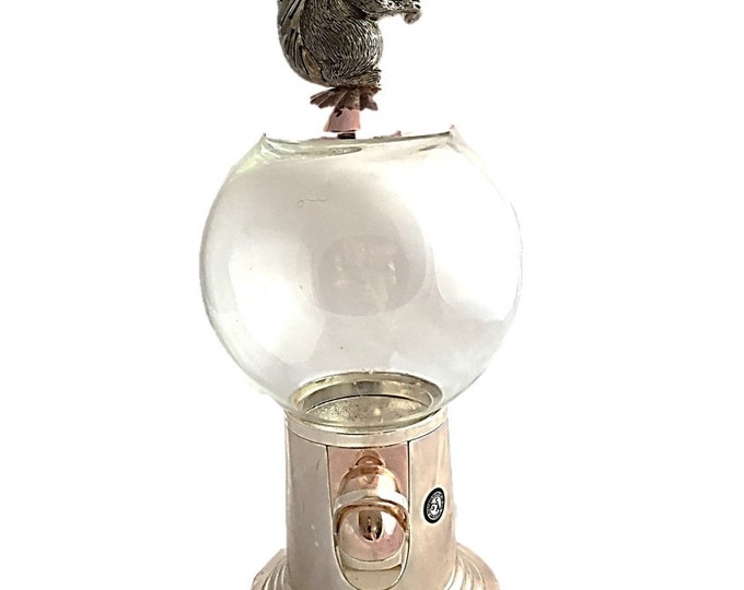 Godinger Squirrel Bubblegum Machine, Silver Gumball Machine, Candy Dispenser, Gum Ball Dispenser