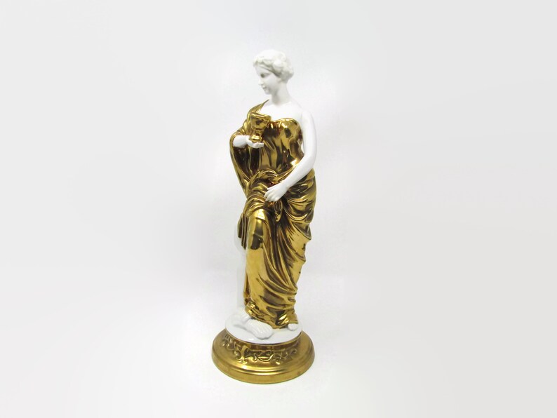 Vintage Goddess Statue Bisque Porcelain Gold Andrea by Sadek image 1
