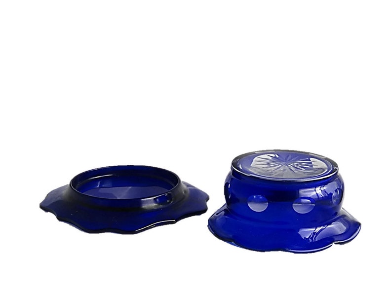 Vintage Cobalt Blue Glass Candy Bowl Mom Vintage Cobalt Blue Cut Glass Candy Bowl Cobalt Blue Cut to Clear Blue Crystal Bowl With Plate
