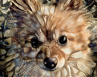 Pomeranian Dog, Pomeranian Art, Toy Dog, Tan Pomeranian, Pomeranian Decor, Small Dog Print, Abstract Dog, Pet Portrait, Small Dogs