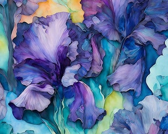 Iris Art Prints, Irises, Iris Art, Flower Art, Irises Artwork, Gardener Gifts, Floral Wall Decor, Bearded Irises, Purple Irises